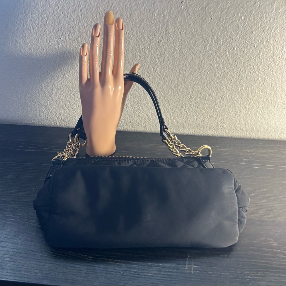 Talbots Chic Black Mini Shoulder Bag with Gold Chain Handle